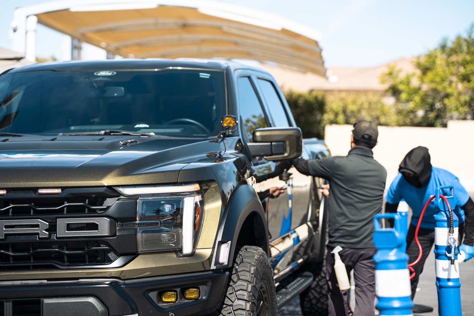 The Cardiff crew hand-washing a Ford Raptor